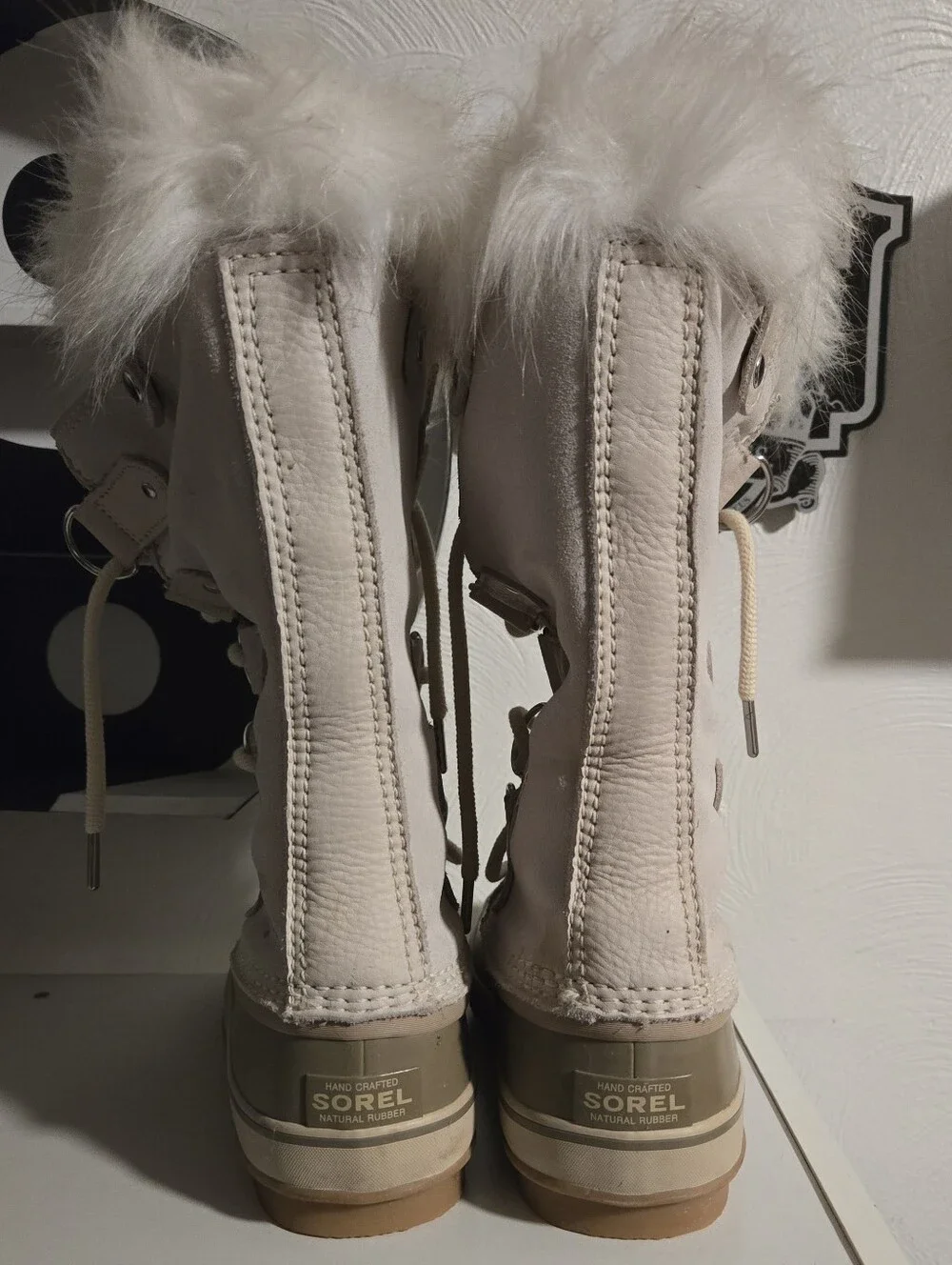 SOREL Women’s Winter Lace-Up Snow Boots with Faux Fur Trim - Cream/Tan